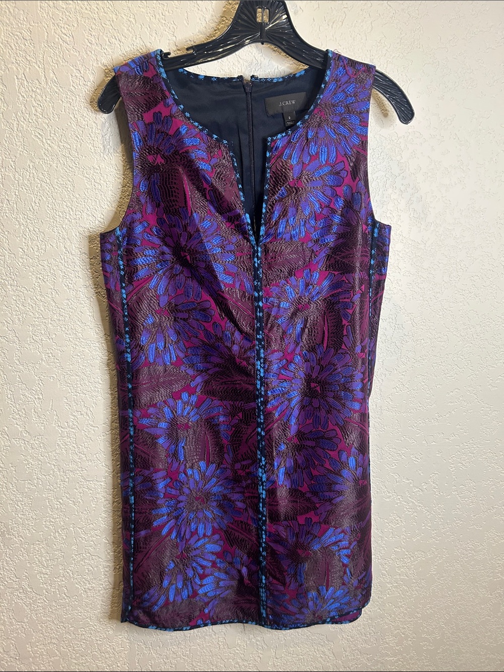 J. Crew Purple Brocade Floral Sheath Dress